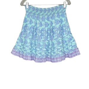Vineyard Vines Women's Tang Fish Print Smocked Ruffle Skirt Crystal Blue NWT